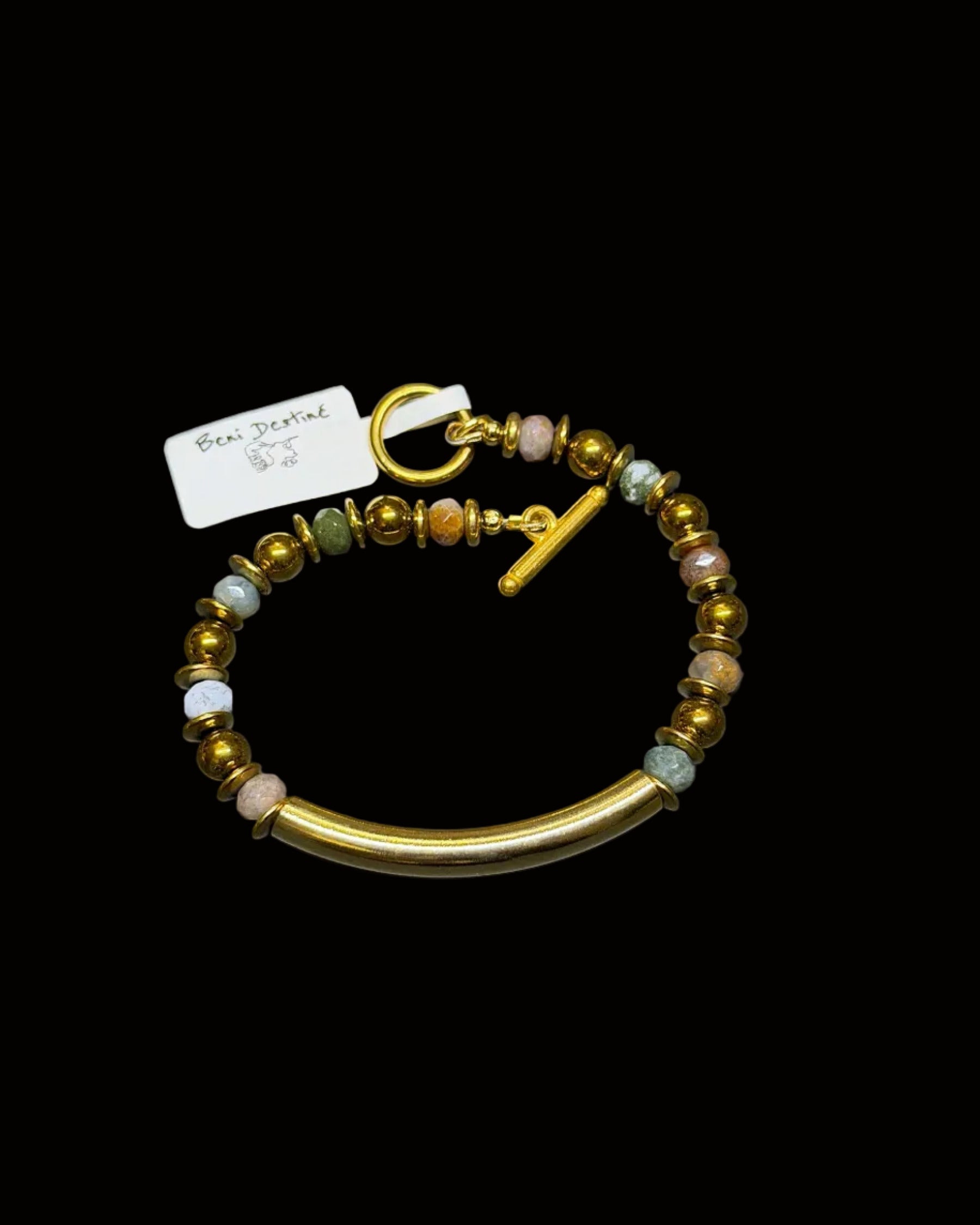 Gold Band Stone Toggle Bracelets