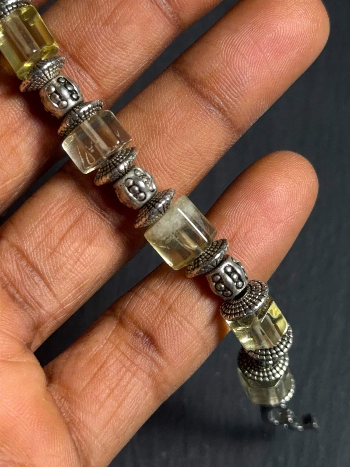 Lemon Quartz Pewter Bracelet