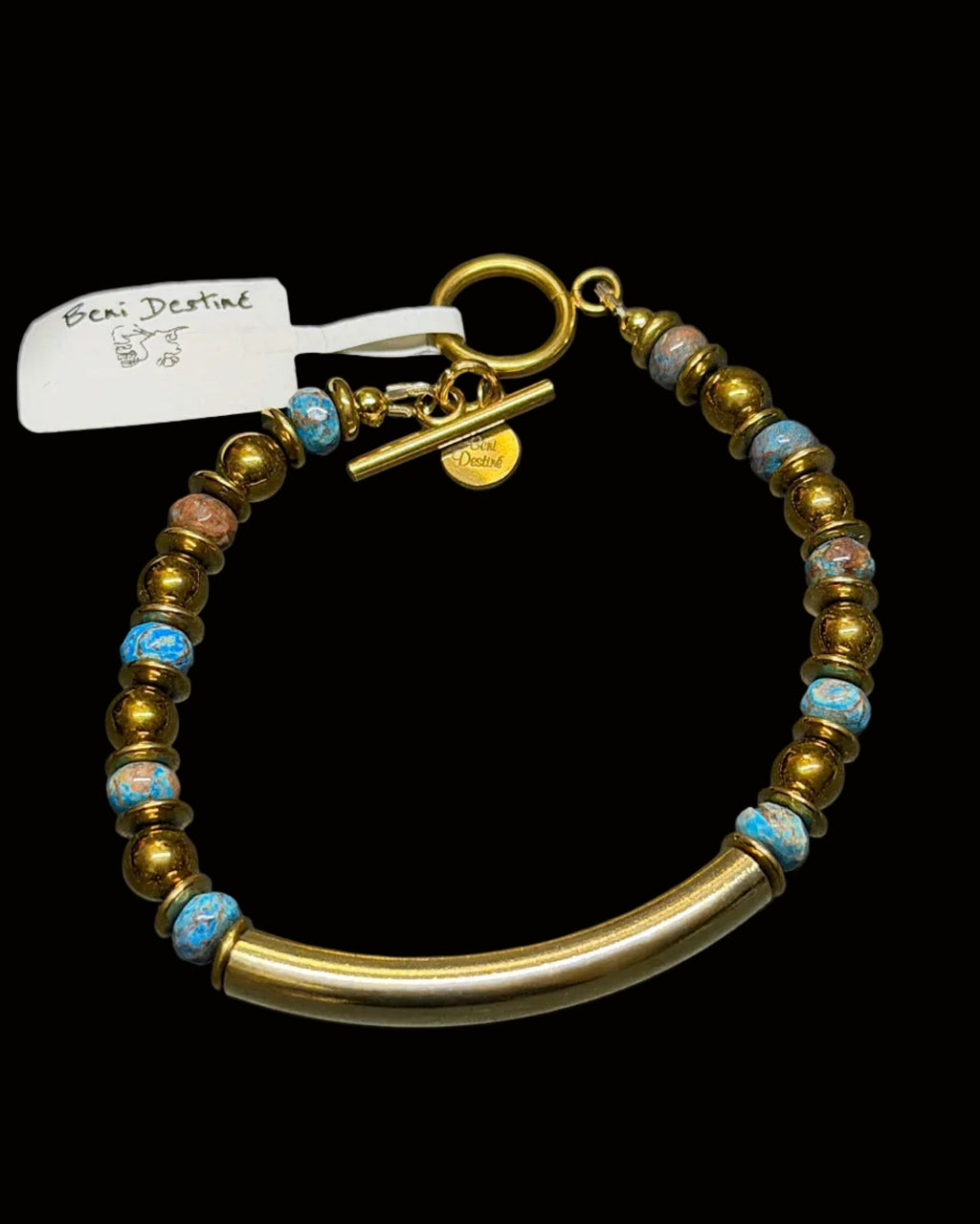 Gold Band Stone Toggle Bracelets