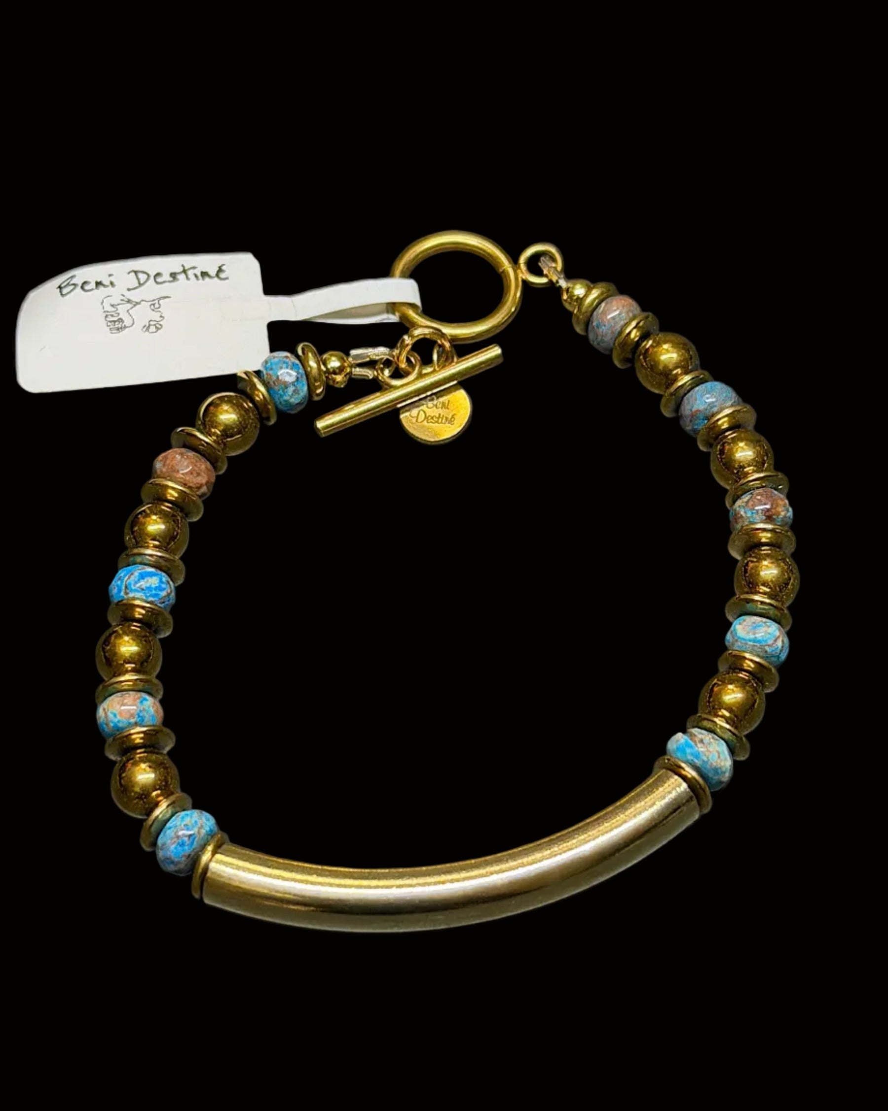 Gold Band Stone Toggle Bracelets