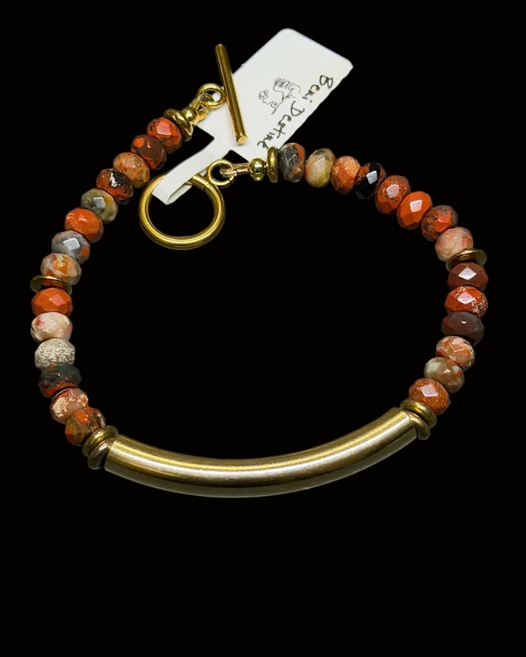 Gold Band Stone Toggle Bracelets