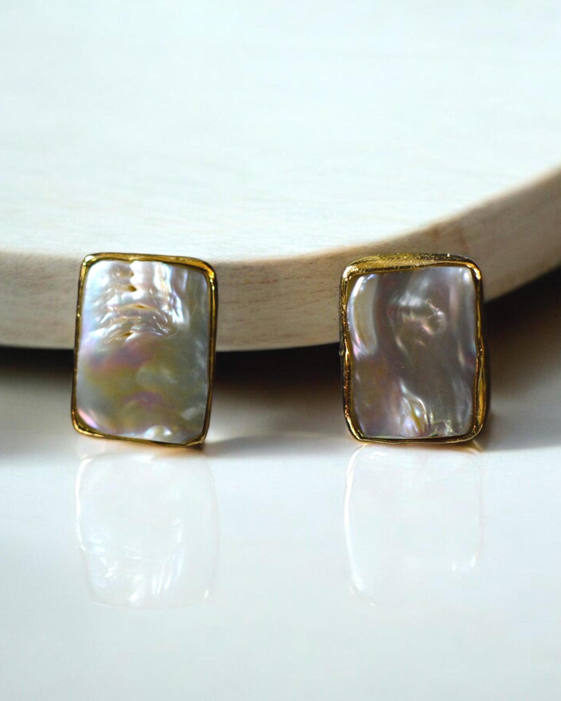 Square Mother of Pearl Stud