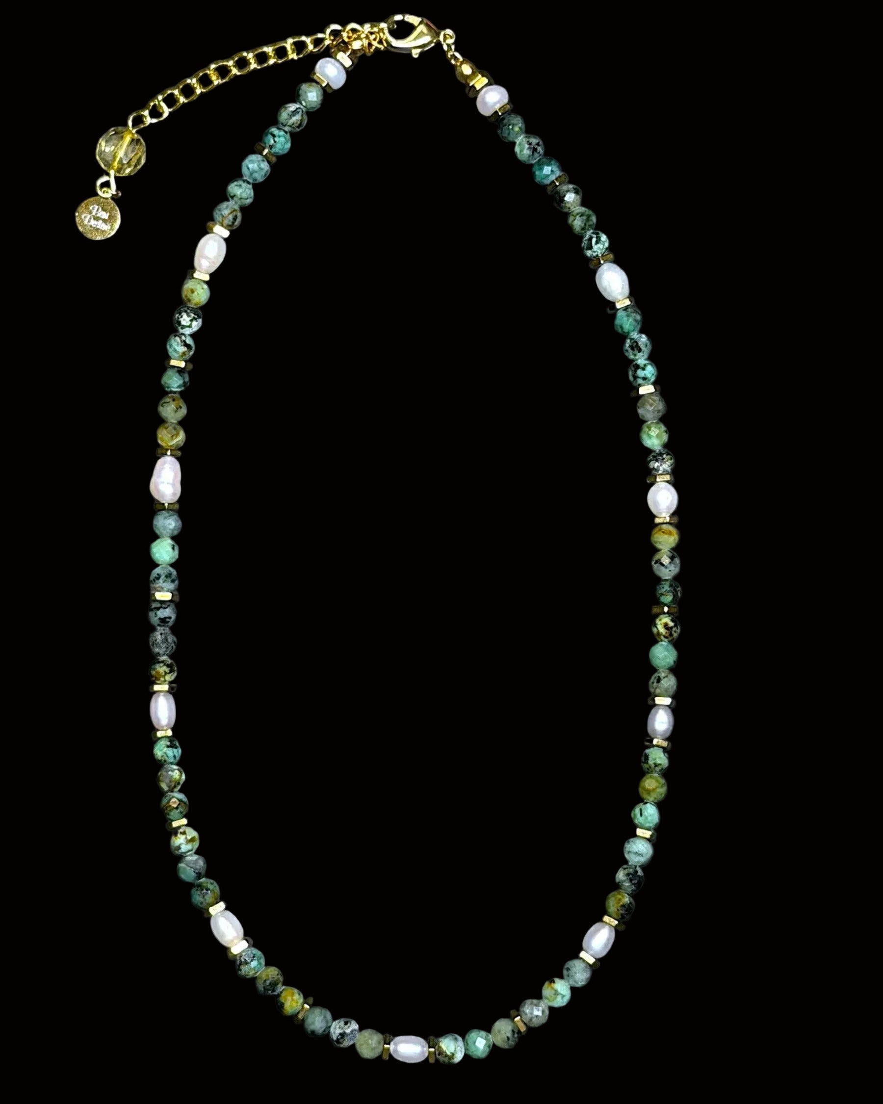 African Turquoise Pearl Choker