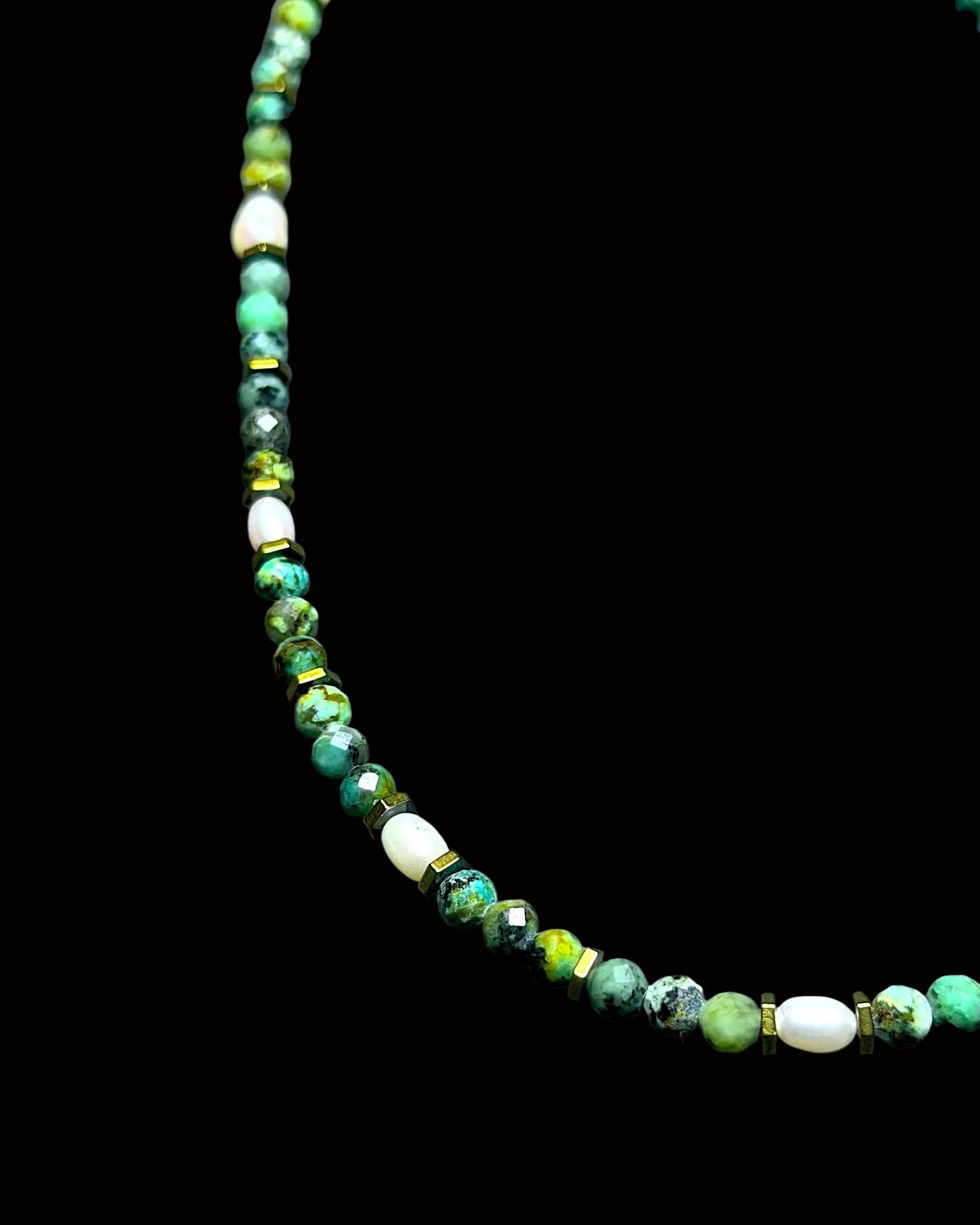 African Turquoise Pearl Choker